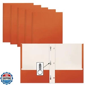 Better Office Products Orange Paper 2 Pocket Folders with Prongs, 50 Pack, Ma - Picture 1 of 5