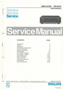 Philips Amplifier 70FA910 Service Manual. Original No Copy - Afbeelding 1 van 1