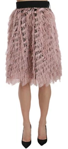 DOLCE & GABBANA Skirt Fringe Metallic Pencil A-line Pink IT40/ US6 /S RRP $1000 - Picture 1 of 8