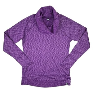RBX Active Sz Small Women's Cowl Neck Sweatshirt Purple Thumb Holes Hi-Low Hem - Picture 1 of 11