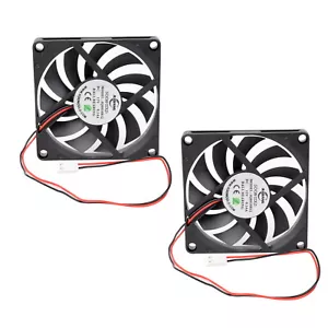 80 mm Computer Case Fan Bearing PC Cooling Silent Low-Noise DC 12 V 2 Pin 2x - Picture 1 of 4