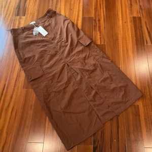 New NWT Moon River Brown Skirt Cargo Pocket Front Slit Midi Lightweight Medium - Picture 1 of 10