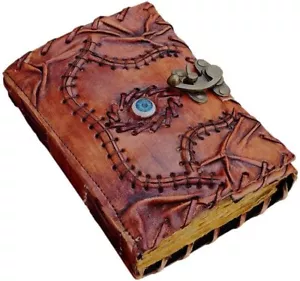 Hocus Pocus Leather Book Vintage Leather Journal with Deckle Edge Third Eye - Picture 1 of 7