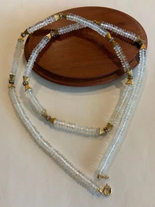 VINTAGE DESIGNER VOGUE Clear glass beads and Rhinestone Necklace Gold Clasp 29" - Picture 1 of 7