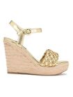 NINE WEST Womens Gold 1-1/2" Platform Hosana Open Wedge Espadrille Shoes 10 M