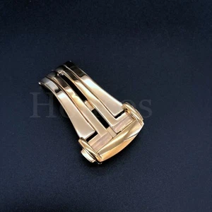 18MM DEPLOYMENT CLASP WATCH BAND BUCKLE FITS FOR OMEGA WATCH LEATHER STRAP Gold - Picture 1 of 3