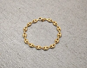 Lisa Robertson Sterling Silver Bracelet Puffy Mariner Anchor Vermeil Gold 8" - Picture 1 of 12
