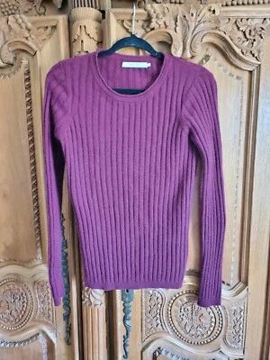 Harper Lane 羊绒勃艮第罗纹毛衣长袖 M 码 — 第 1/4 张图片