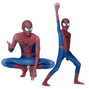UK NEW Men Teen Spider-Man Jumpsuit Cosplay Costume Party Fancy Dress Halloween - Picture 1 of 12