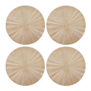 4pc Mikasa Round PU Gold Glimmer Dinning Table Placemat Set 38cm - Picture 1 of 8