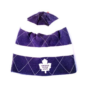 Toronto Maple Leafs Rev Blue/White Stripes Cuffless Knit Beanie Hat Ski Cap NWT - Picture 1 of 2