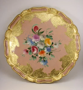 Bandeja de madera pintada a mano oro rosa florentina Italia redonda galería La Ballerina - Imagen 1 de 8