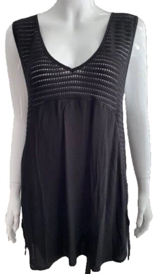 Mini Vestido/Cubierta La Perla Algodón Crochet Nuevo Con Etiquetas Negro Talla 10/LG Foto 1 de 2