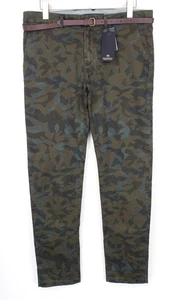 SCOTCH & SODA Stuart Chino W33/L32 Verde Pantaloni Slim Camo Tinti - Foto 1 di 7