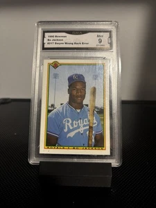 1990 Bowman ERROR baseball card Bo Jackson, #217 Tony Gwynn. Graded 9 - Picture 1 of 2