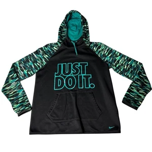Sudadera con capucha para mujer Nike Therma FIT Just Do It mediana negra verde - Imagen 1 de 7