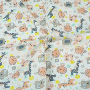 Stoff Meterware Baby Tiere Giraffe Löwe Elefant Baumwolle Deko Kinder - Bild 1 von 8