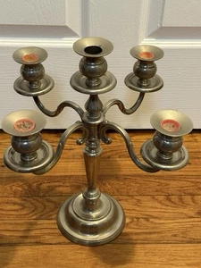 Vintage Heavy Silver Plated 5 Light Candelabra 14" Mid Century Elegant - Picture 1 of 12