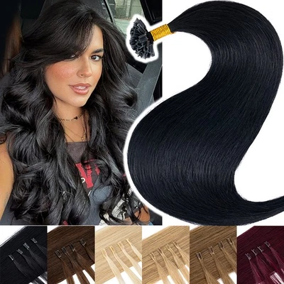 LIQUIDACIÓN U Punta U U U Gruesa Rusa Remy Extensiones de Cabello Humano Real Pegamento Fusión Foto 1 de 4