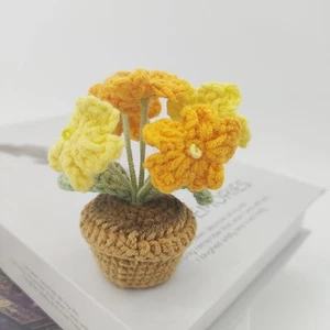 Pianta in vaso lavorata a mano Forget Me Not in colori vivaci per arredamento ca - Foto 1 di 7