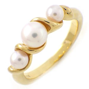 Anillo MIKIMOTO 3 Puntos Perla 750 (18K) Oro Amarillo US6 - Imagen 1 de 8