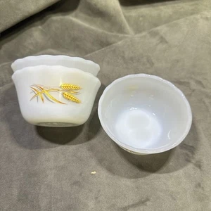 LOT of 3 Vintage Fire King Custard Cups 6 Oz Ramekin Golden Wheat Milk Glass…424 - Picture 1 of 7