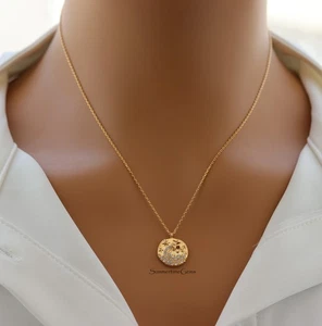 STG 18K Gold Plated Aquarius Constellation Zodiac Pendant Necklace - Picture 1 of 3