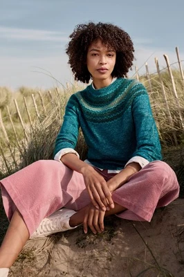 Seasalt Women's Regular Spruce Frost Mohair-Blend Fair Isle Jumper Swirling Lake - Image 1 of 4