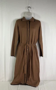 NWT London Studio Women's Brown Long Sleeve Collared Button Up Dress - Size XS - Picture 1 of 3
