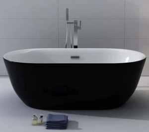 Luxus Whirlpool Badewanne freistehend 170x80 cm schwarz 12x Air Jet Modell 2024 - Bild 1 von 3