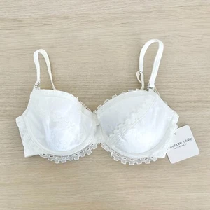 Pleasure State Kiyoshi Bra Size 10D Ivory Mesh Trim Underwire Rhinestones New - Picture 1 of 10