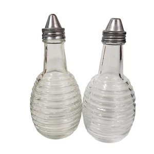 Markenlos Öl & Essig Kännchen Set Klar Bienenstock Muster Glas mit Schraubdeckel - Bild 1 von 10