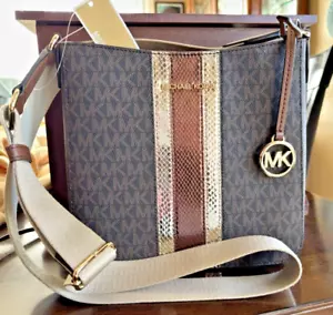 New Michael Kors Jet Set Travel MK Brown Small Messenger Crossbody Shoulder Bag - Picture 1 of 7