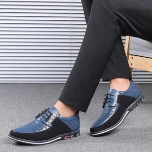 Gatsby Oxford Derby Orthopedic Leather Blue Shoes Men US Size 12 Lace Up - Picture 1 of 10