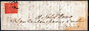 1854 - Lettera da Parma a Modena resa franca con 15 cent. vermiglio (n.7) - Imagen 1 de 2