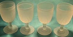 ‼️VTG HTF‼️Set/5 " Frosted Depression Glass Goblets 💜💜 - Picture 1 of 5