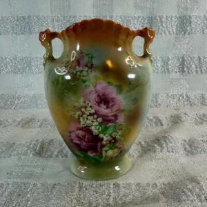 Vintage Blumenvase, creme und orange, 6" - Bild 1 von 9