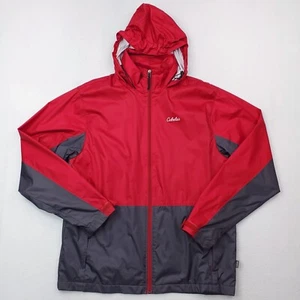 Cabelas Jacket Mens Medium Red Gray Windbreaker Rain Coat Lightweight Outdoor - Picture 1 of 19
