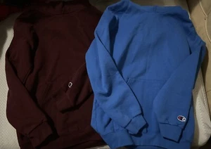 boys champion 2 hoodies Pullover sweatshirts blue and maroon large - Picture 1 of 3