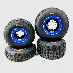 DWT G3 Black Beadlock Wheels MX Sunf A031 Tires Suzuki LTR450 LTZ400 LTZ250 - Picture 1 of 5