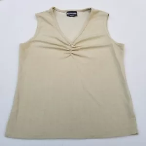 Vintage Sleeveless Knit Top Gold Metallic V Neck Tank MEDIUM Notations EXC - Picture 1 of 15