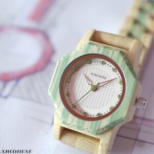 Pitiable Wooden Watches Green Lightweight Japan Quartz Women 'S Natural Wood