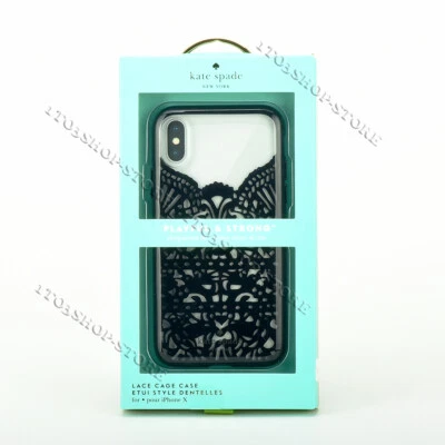 Kate Spade iPhone X & iPhone Xs Hard Shell Snap Cover Case Black Lace Cage/Clear - Image 1 of 4