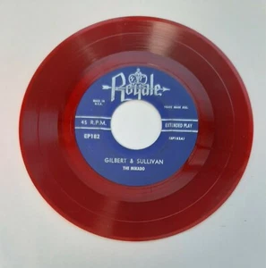 Gilbert and Sullivan Mikado Iolanthe Pinafore, 45 EP182 Red Vinyl Savoy Players - Imagen 1 de 4