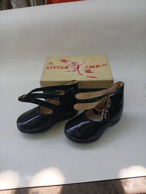 Zapatos Maryjane vintage Little Imp charol negro hebilla talla 3-1/2 como nuevos Foto 1 de 4
