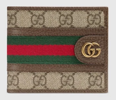 GUCCI 'Ophidia' Authentic Leather Canvas 'GG' Logo Monogram Billfold Wallet NIB! - Image 1 of 4