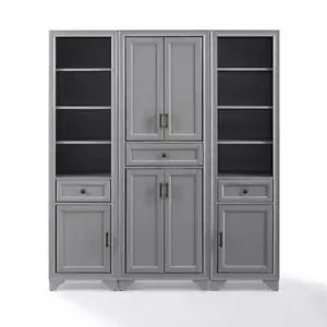 CROSLEY FURNITURE Pantry Cabinet Adjustable Shelves Engineered Wood Distressed - Picture 1 of 6