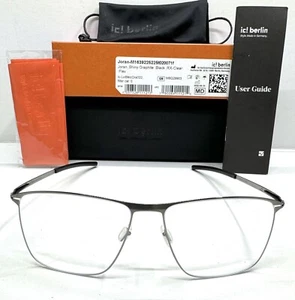 Ic! Berlin JORAN Men’s Eyeglasses Shiny Graphite Black Rectangular ORIGINAL 53mm - Picture 1 of 7