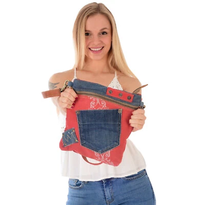 Sunsa Damen Taschen Umhängetasche Handtasche Baumwolle&Jeans Schultertasche