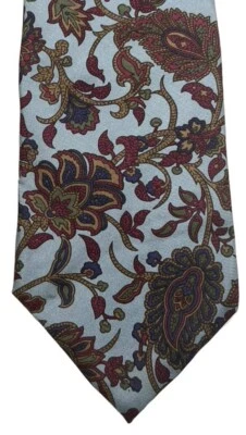 Corbata floral vintage Christian Dior Monsieur tonos plateados y rojos Foto 1 de 4